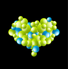 Eco love heart made of bubbles. Vector environmental concept