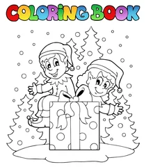 Peel and stick wall murals DIY Coloring book Christmas elf theme 2