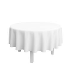 Empty white round table.