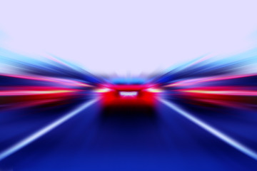 speed motion red car on street