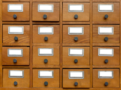 wooden card catalogue