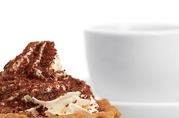chocolate cake with a cup of coffee