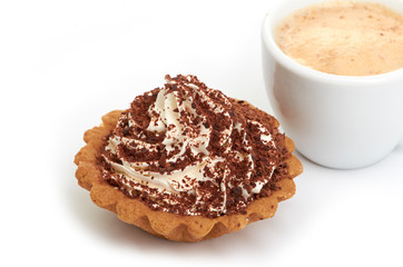 chocolate cake with a cup of coffee
