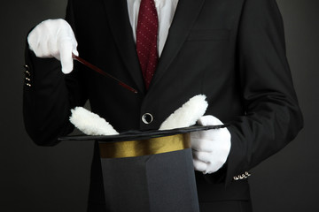 magician performance on dark background
