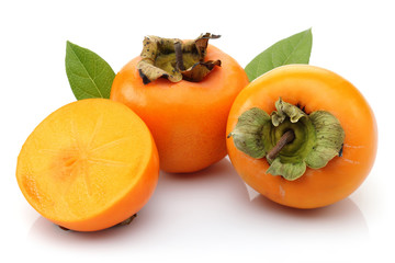 Half Persimmon, Persimmon with green leaves