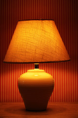 table lamp on wallpaper background.