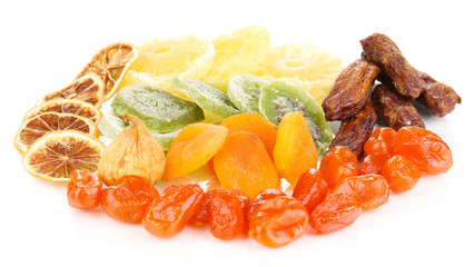 Dried fruits isolated on white