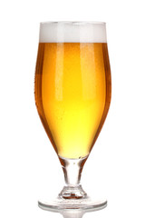 Glass of beer isolated on white