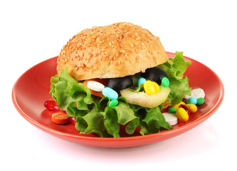 Conceptual image for nutritional care:assorted vitamins and