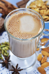 Cocoa in a glass cup