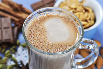 Cocoa in a glass cup