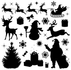 Collection of a christmas silhouettes.