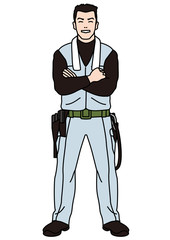 柱材を担ぐ大工さん