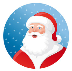 Weihnachtsmannkopf und Schneeflocken