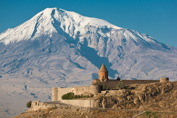 Ancient Armenian church Khor Virap - obrazy, fototapety, plakaty