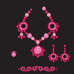 set from necklace ring earrings and bracelet