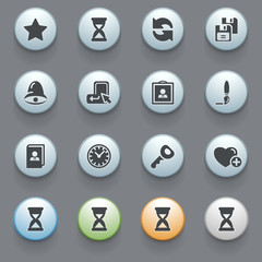 Icons for web with color buttons on gray background. Set 3.