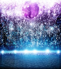 Abstract disco ball_Background with lights and stars.