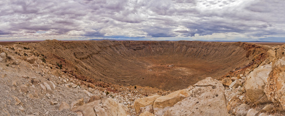 Panoramic view of Meteor Crater in Arizona