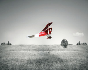 Red vintage airplane