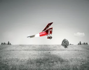 Foto op Canvas Red vintage airplane © vali_111