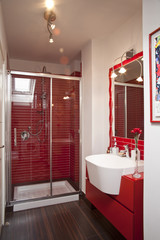 Little modern red bathroom