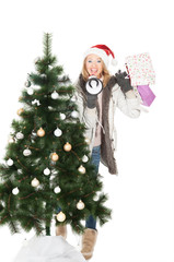 frau mit weihnachtsmütze