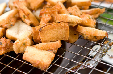 fried  bread on the grill