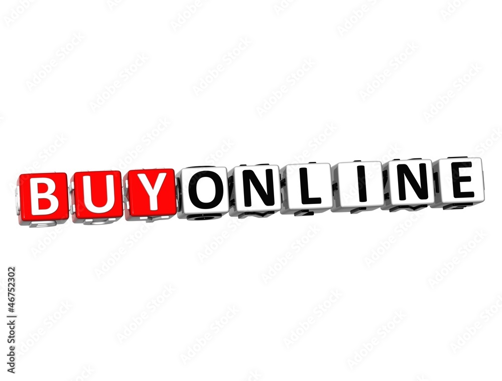 Poster 3d buy online button click here block text