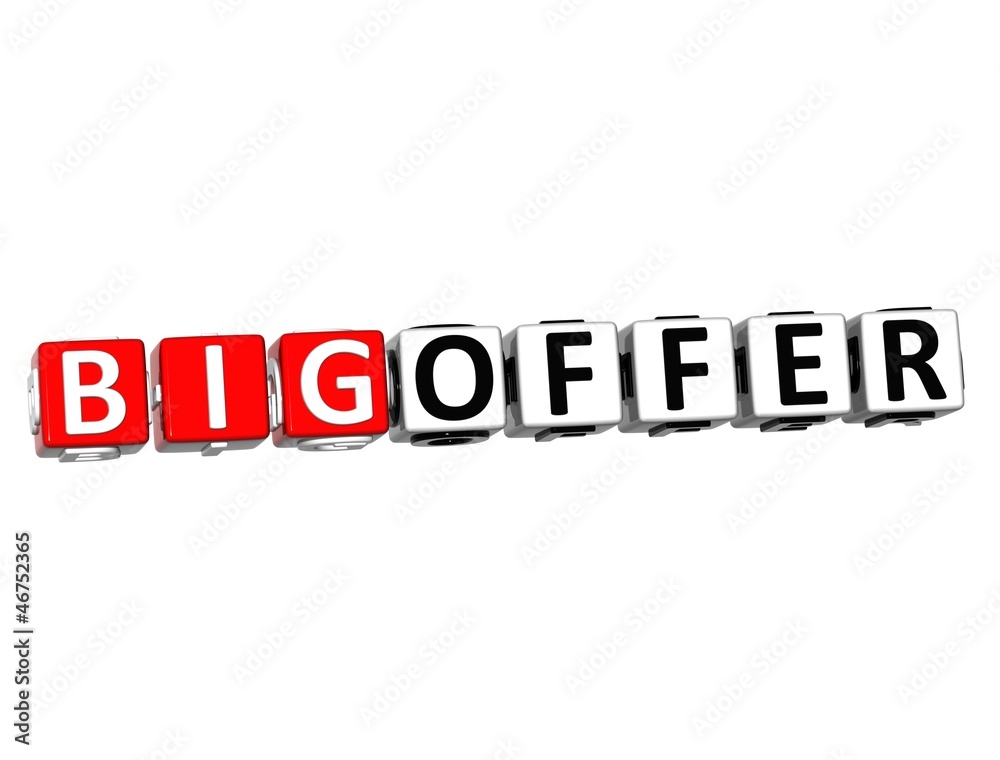 Poster 3d big offer button click here block text