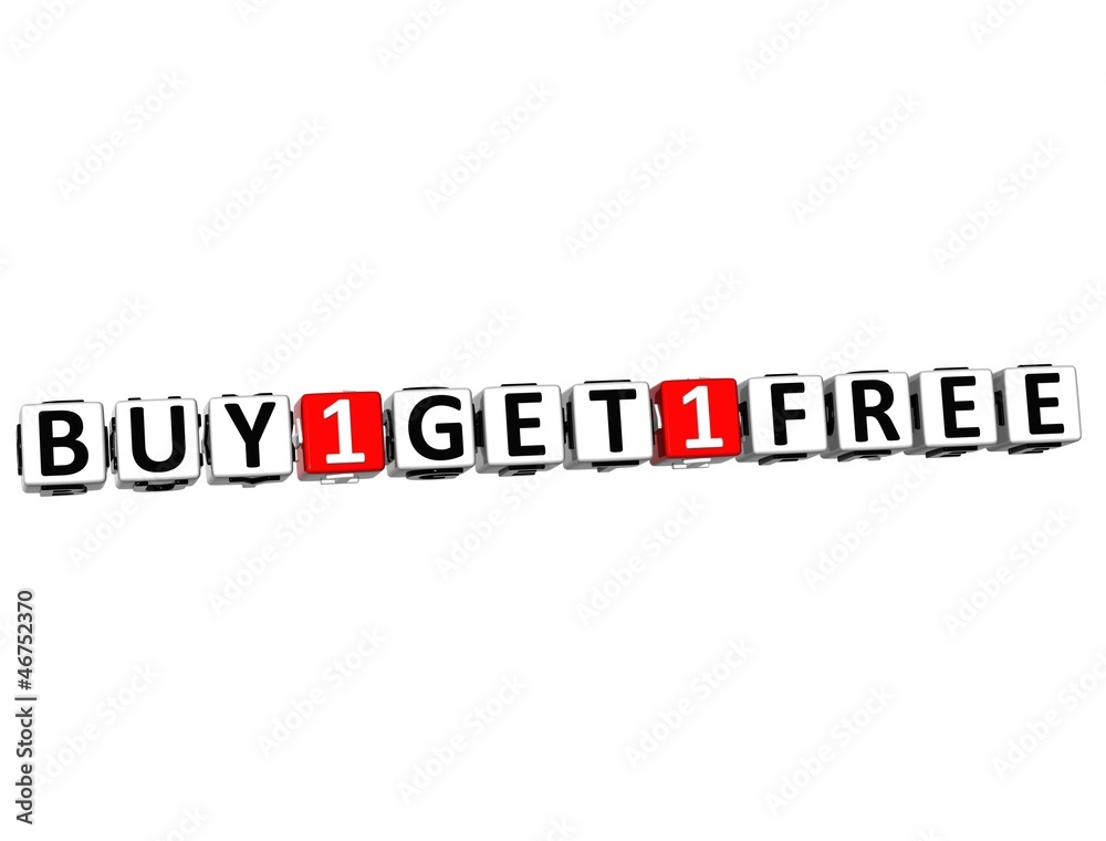 Poster 3d buy one get one free button click here block text