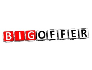 3D Big Offer Button Click Here Block Text