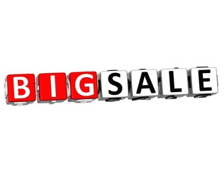 3D Big Sale Button Click Here Block Text