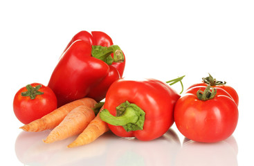 Red vegetables isolated on white