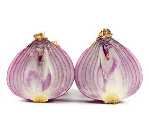 Purple onions were cut .