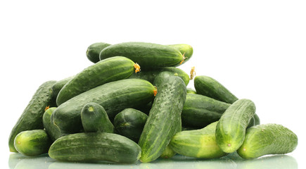 Fresh cucumbers isolated on white