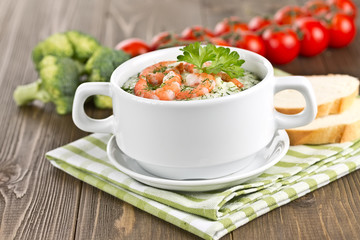 thick soup with shrimp
