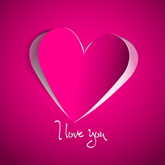 Pink Heart Paper Sticker With Shadow