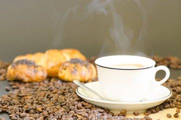Hot Coffee and Croissants