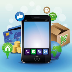 Vector mobile phone and icons