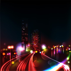 Blurred Defocused Lights of Heavy Traffic on a Wet Rainy