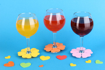 Colorful cocktails with bright decor for glasses