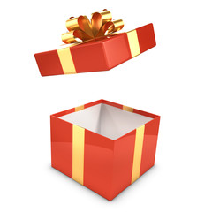 Red and gold gift box opens