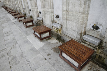Taps And Seats For Ablution, Suleymaniye Mosque, Istanbul
