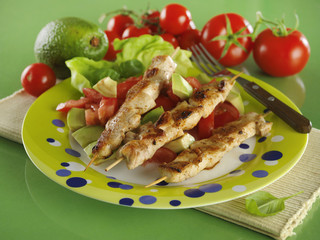 chicken spit with avocado