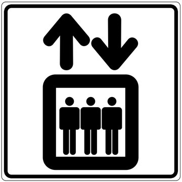 Schild wei&szlig; - Fahrstuhl
