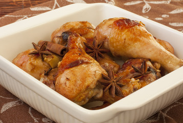roasted chicken with soy sauce,ginger,cinnamon,garlic and anise