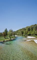 Isar Fluss Kiesbett Bad Tölz Bayern