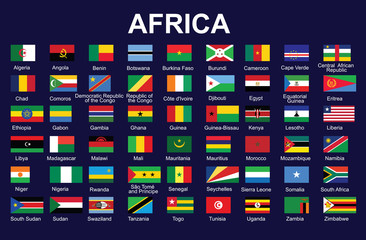 set of accurate flags of Africa vector illustration