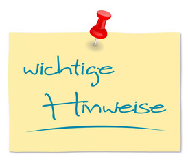 Zettel wichtige Hinweise